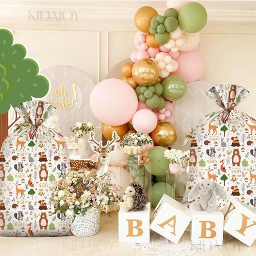 KIDAJOY 1 Pz Bolsa de Regalo Extra Grande de Bosque para Baby Shower - 56 * 36 Pulgadas, Jumbo Animales del Bosque, Fiestas de Bebés Niñas y Niños - imagen 5
