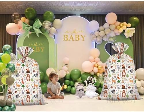 KIDAJOY 1 Pz Bolsa de Regalo Extra Grande de Bosque para Baby Shower - 56 * 36 Pulgadas, Jumbo Animales del Bosque, Fiestas de Bebés Niñas y Niños - imagen 6
