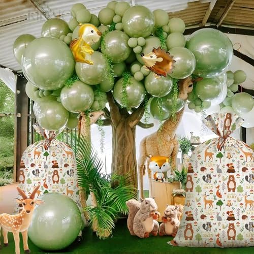 KIDAJOY 1 Pz Bolsa de Regalo Extra Grande de Bosque para Baby Shower - 56 * 36 Pulgadas, Jumbo Animales del Bosque, Fiestas de Bebés Niñas y Niños - imagen 8