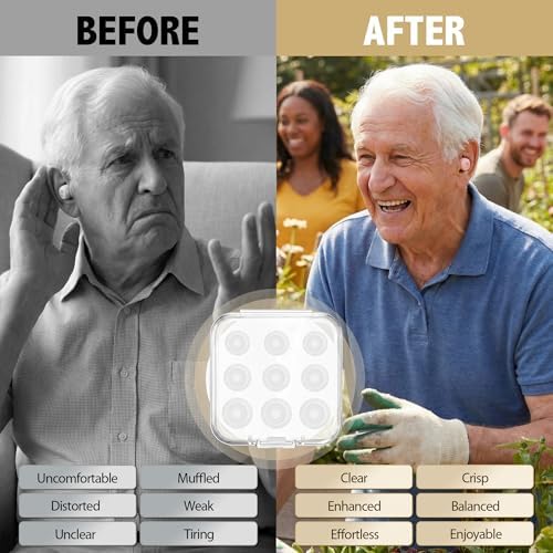 Gulfmew 9 Piezas de Tapones para Audífonos, Compatibles con Audien Hearing Atom One y Atom X, Incluye 3 Tamaños (S/M/L) de Tapones Transparentes de - imagen 6