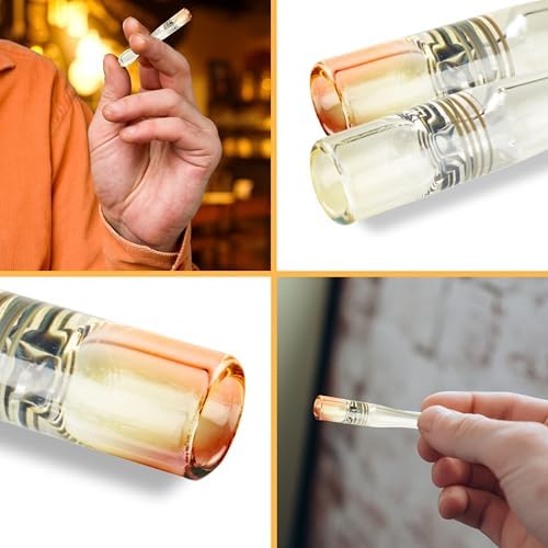 Set de 2 Soportes de Cigarrillos de Vidrio – Diseño Curvado Elegante Hecho a Mano con Detalles en Oro – Puntas Reutilizables de 3.15 (8 cm) para Tiro - imagen 4
