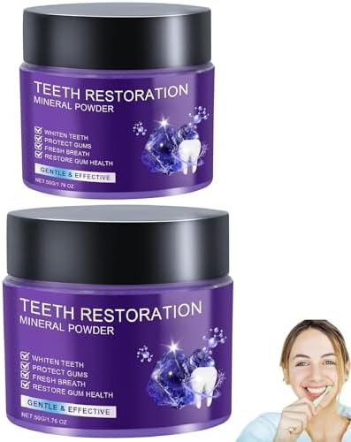 Polvo Mineral Restaurador de Dientes 2 Piezas, Polvo Morado Blanqueador, Refresca el Aliento y Fortalece Dientes y Encías, Suave y No Irritante. - imagen 1