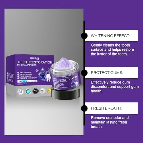 Polvo Mineral Restaurador de Dientes 2 Piezas, Polvo Morado Blanqueador, Refresca el Aliento y Fortalece Dientes y Encías, Suave y No Irritante. - imagen 5