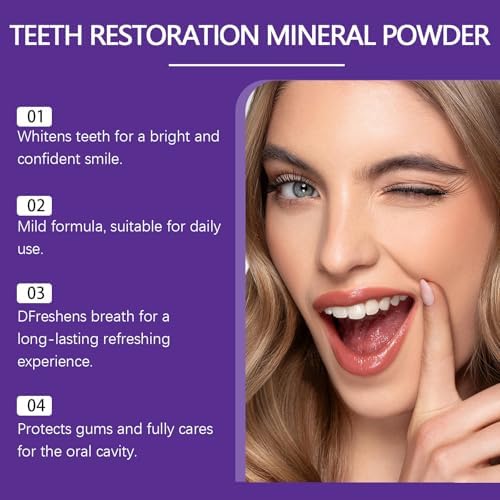 Polvo Mineral Restaurador de Dientes 2 Piezas, Polvo Morado Blanqueador, Refresca el Aliento y Fortalece Dientes y Encías, Suave y No Irritante. - imagen 6