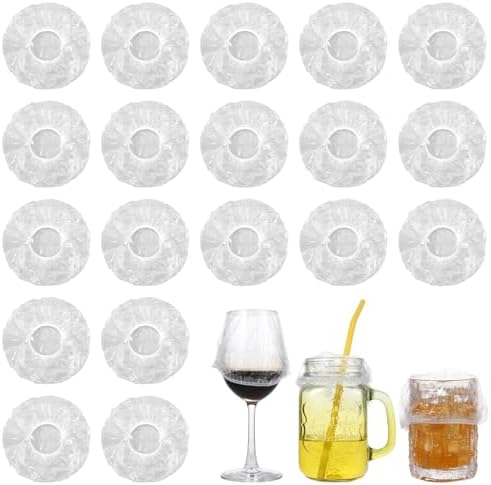 100 Piezas de Cubiertas Desechables para Bebidas, Protección para Alcohol, Scrunchie para Mujeres, Cubiertas para Copas de Vino, Protector de Bebidas - imagen 1