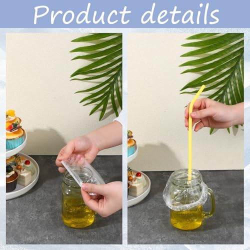 100 Piezas de Cubiertas Desechables para Bebidas, Protección para Alcohol, Scrunchie para Mujeres, Cubiertas para Copas de Vino, Protector de Bebidas - imagen 5