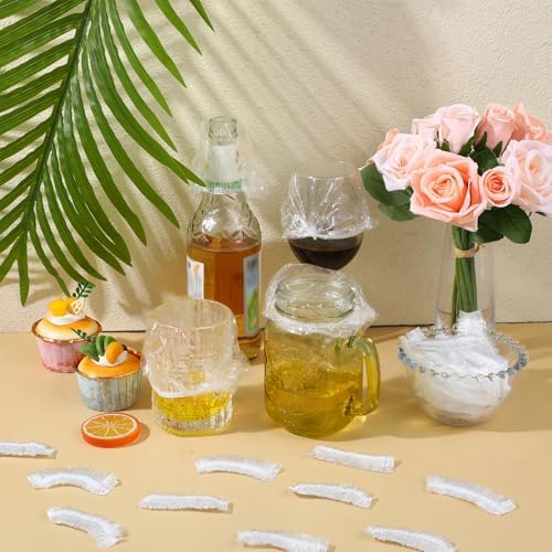 100 Piezas de Cubiertas Desechables para Bebidas, Protección para Alcohol, Scrunchie para Mujeres, Cubiertas para Copas de Vino, Protector de Bebidas - imagen 6