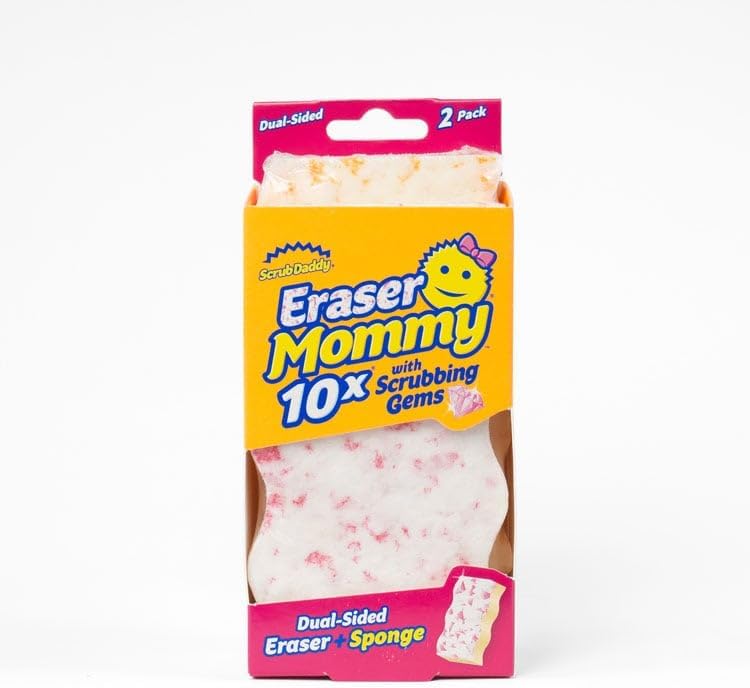 Esponja Limpiadora Scrub Daddy Eraser Mommy 10x con Gemas de Limpieza, Borra, Voltea, Limpia! Suave y Activa con Agua (Paquete de 2) - imagen 6