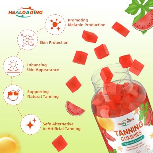 Suplemento de Gomas Bronceadoras HEALOADING para Adultos: Gomas Diarias con Astaxantina, Colágeno, Licopeno, Zinc (Citrato) y Vitaminas para la Salud - imagen 3
