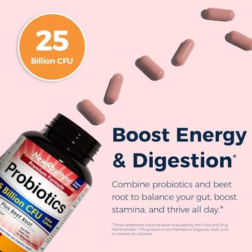 Probioticos NewRhythm para Mujeres y Hombres 25 Mil Millones CFU, Extracto de Betabel Orgánico, Energía y Salud Cardiaca, 30 Cápsulas Veganas - imagen 2