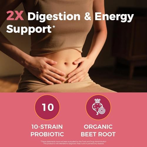 Probioticos NewRhythm para Mujeres y Hombres 25 Mil Millones CFU, Extracto de Betabel Orgánico, Energía y Salud Cardiaca, 30 Cápsulas Veganas - imagen 4