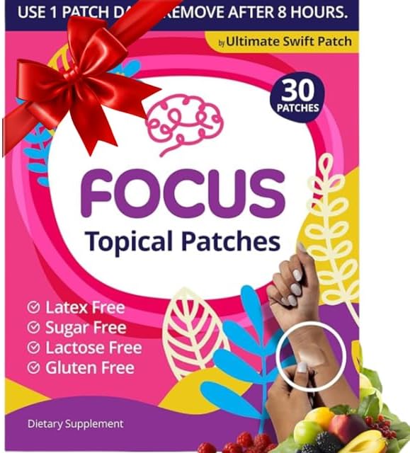 Parche Swift Focus para Adultos (Suministro para 30 Días) + Mezcla Propietaria (Hombres y Mujeres) - Mejora la Concentración en Niños y Adultos con - imagen 1