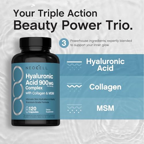 Complejo de Ácido Hialurónico NeoCell 900mg | 120 Cápsulas | con Péptidos de Colágeno BioActivos y MSM | Fórmula de Grado Premium - imagen 7