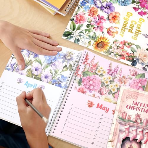 Organizador de Tarjetas Ceiba Tree con Diseño Floral - Libro Mensual con Bolsillos para Recordatorios de Navidad, Cumpleaños y Bodas - imagen 3