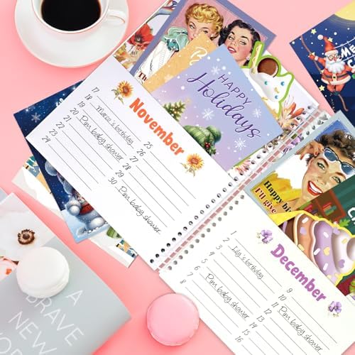 Organizador de Tarjetas Ceiba Tree con Diseño Floral - Libro Mensual con Bolsillos para Recordatorios de Navidad, Cumpleaños y Bodas - imagen 6
