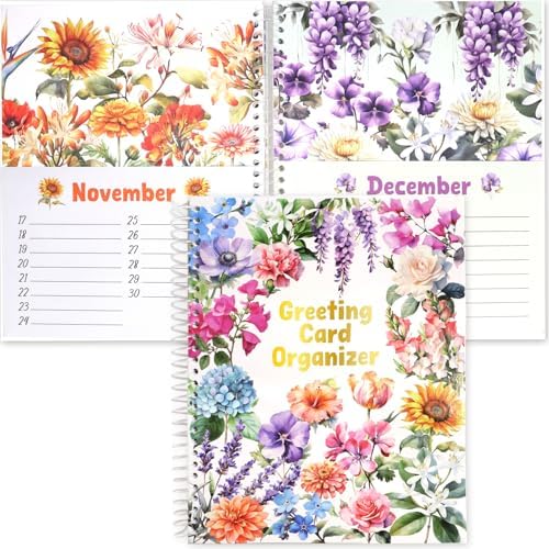 Organizador de Tarjetas Ceiba Tree con Diseño Floral - Libro Mensual con Bolsillos para Recordatorios de Navidad, Cumpleaños y Bodas - imagen 7