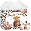 Bolsa de Regalo Grande de Vaca Highland para Cumpleaños con Asas, Papel de Seda y Tarjeta, Decoración para Fiesta de Bebé, Navidad y Favor de Fiesta - imagen 1