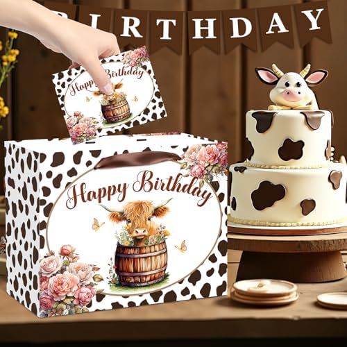 Bolsa de Regalo Grande de Vaca Highland para Cumpleaños con Asas, Papel de Seda y Tarjeta, Decoración para Fiesta de Bebé, Navidad y Favor de Fiesta - imagen 4