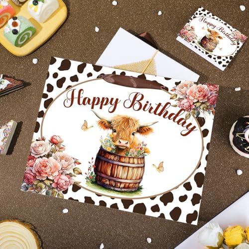 Bolsa de Regalo Grande de Vaca Highland para Cumpleaños con Asas, Papel de Seda y Tarjeta, Decoración para Fiesta de Bebé, Navidad y Favor de Fiesta - imagen 5