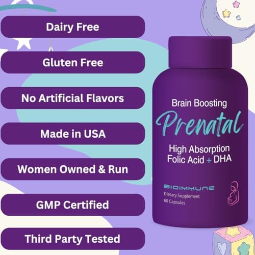 Vitaminas Prenatales BioImmune Ultra Potente, Folato Metilado Natural, DHA Omega 3. Apoya el Desarrollo Cerebral y Fetal Saludable. - imagen 4