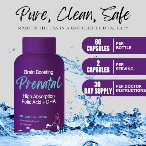 Vitaminas Prenatales BioImmune Ultra Potente, Folato Metilado Natural, DHA Omega 3. Apoya el Desarrollo Cerebral y Fetal Saludable. - imagen 5