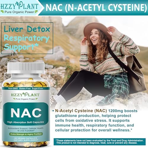 Suplemento de NAC - Softgels de NAC para Antioxidante, Inmunidad, Salud Respiratoria y Hepática - Alta Absorción 1200mg - No GMO, Sin Gluten, Vegano - imagen 2