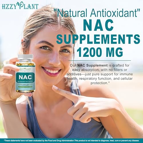 Suplemento de NAC - Softgels de NAC para Antioxidante, Inmunidad, Salud Respiratoria y Hepática - Alta Absorción 1200mg - No GMO, Sin Gluten, Vegano - imagen 4