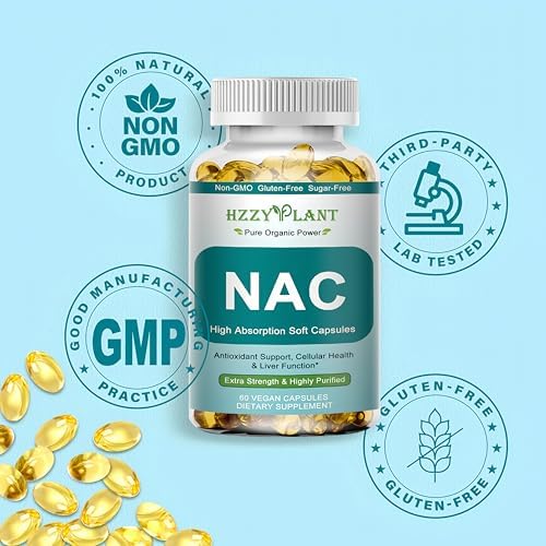 Suplemento de NAC - Softgels de NAC para Antioxidante, Inmunidad, Salud Respiratoria y Hepática - Alta Absorción 1200mg - No GMO, Sin Gluten, Vegano - imagen 7