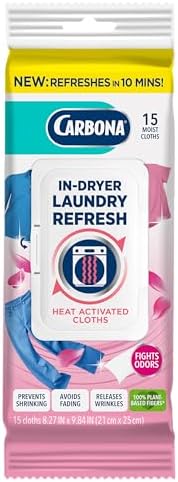 Hojas para Secadora Carbona Laundry Refresh 15ct | Eliminador de Olores, Suavizante de Telas, Antiarrugas | Activas por Calor, Reduce Estática, - imagen 1