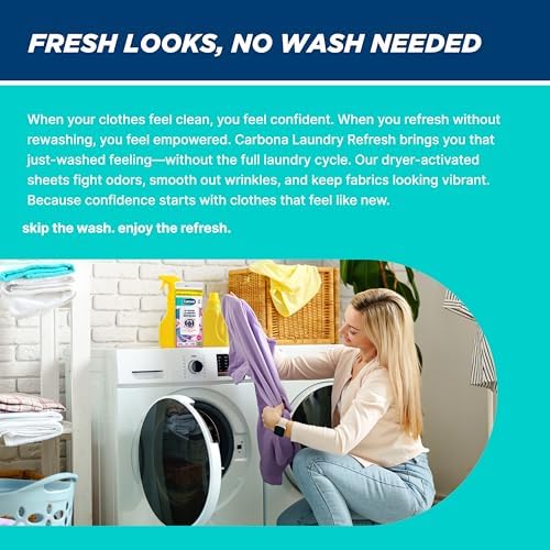 Hojas para Secadora Carbona Laundry Refresh 15ct | Eliminador de Olores, Suavizante de Telas, Antiarrugas | Activas por Calor, Reduce Estática, - imagen 5