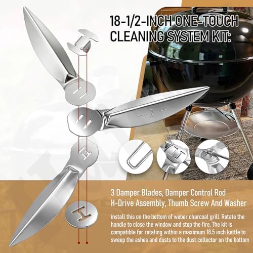 Kit de Limpieza One-Touch de 18-1/2 Pulgadas para Parrillas, Repuestos para Parrilla de Carbón/Kettle Weber 7443 90719, Fácil de Instalar y Duradero. - imagen 2