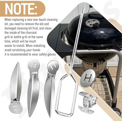 Kit de Limpieza One-Touch de 18-1/2 Pulgadas para Parrillas, Repuestos para Parrilla de Carbón/Kettle Weber 7443 90719, Fácil de Instalar y Duradero. - imagen 6