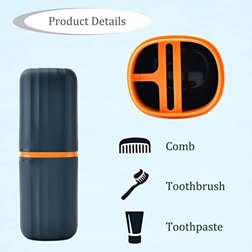 Set de 2 Piezas de Estuche para Cepillo de Dientes, Portátil para Viajes, Camping, Negocios y Escuela, Color Azul Marino y Loto - imagen 3