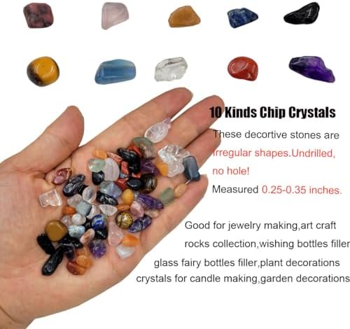 Set de 10 Gemas y Cristales Tumbled Chips para Joyería, Velas y Kit de Ciencia de Minerales, Tourmalina Negra y Rodonita - imagen 5