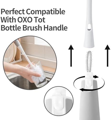 Cabezal de Repuesto para Cepillo de Botellas Compatible con OXO, 2 Piezas, Cabezal Flexible para Cepillo de Platos - imagen 3