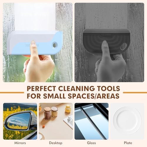 Paquete de 3 Limpiaparabrisas Pequeños, Ideal para Vidrios de Ducha, Ventanas de Auto y Espejos de Baño - Gris, Amarillo y Azul - imagen 5
