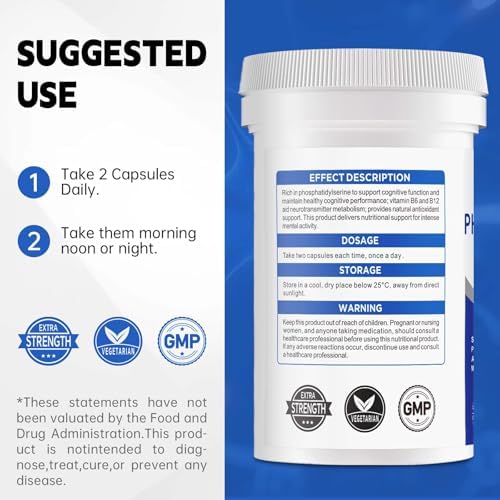 Suplemento de Fosfatidilserina TrySafe 300mg por Porción para Memoria y Enfoque, 60 Cápsulas, Suministro para 30 Días, Salud Cognitiva - imagen 4