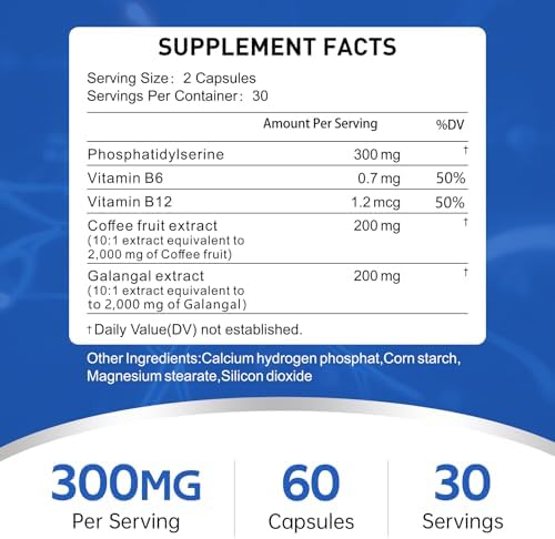 Suplemento de Fosfatidilserina TrySafe 300mg por Porción para Memoria y Enfoque, 60 Cápsulas, Suministro para 30 Días, Salud Cognitiva - imagen 5