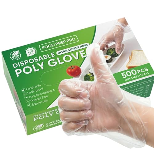 Guantes Desechables JedJadr de 500 Piezas para Servicio de Alimentos – Guantes Plásticos Transparentes para Manipulación de Comida – Talla Única, - imagen 1
