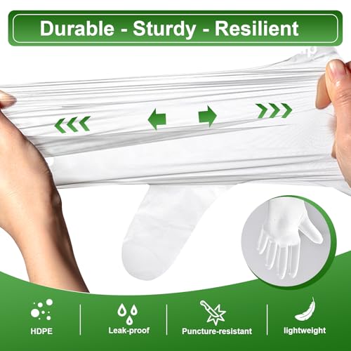 Guantes Desechables JedJadr de 500 Piezas para Servicio de Alimentos – Guantes Plásticos Transparentes para Manipulación de Comida – Talla Única, - imagen 3