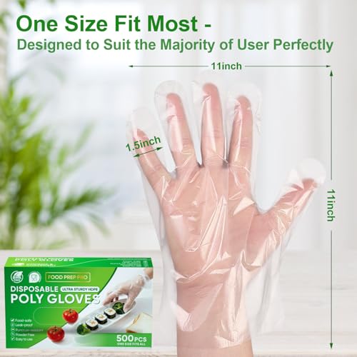 Guantes Desechables JedJadr de 500 Piezas para Servicio de Alimentos – Guantes Plásticos Transparentes para Manipulación de Comida – Talla Única, - imagen 5