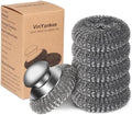 Set de 6 Estropajos de Acero Inoxidable con Almohadillas de Repuesto, Estropajo con Mango para Limpiar Suciedad Difícil en Hierro Fundido, Ollas, - imagen 1
