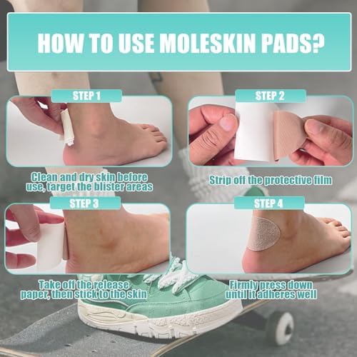 Parches Adhesivos Moleskin para Pies, 32 Piezas de Vendajes para Ampollas, Protección para Ampollas en Zapatos, Dedos y Talones. - imagen 6
