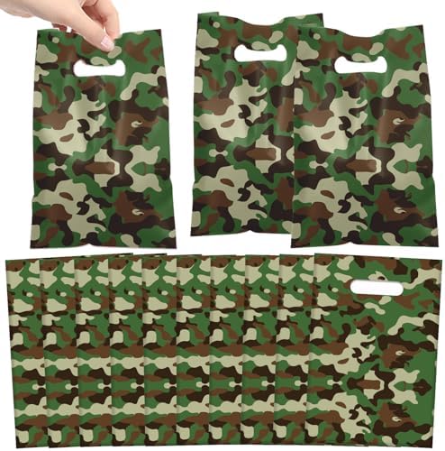 YYMYMGJ 50 PZS Bolsas de Regalo Camufladas, Bolsas de Fiesta Militares Impermeables para Decoraciones de Cumpleaños de Ejército, Sorpresas para Niños - imagen 1