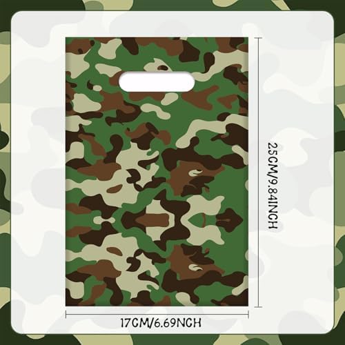 YYMYMGJ 50 PZS Bolsas de Regalo Camufladas, Bolsas de Fiesta Militares Impermeables para Decoraciones de Cumpleaños de Ejército, Sorpresas para Niños - imagen 2