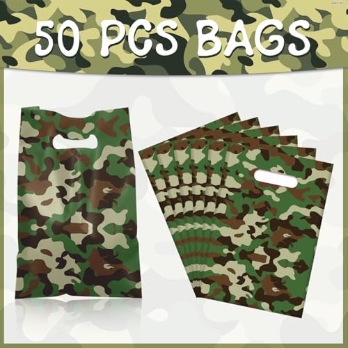 YYMYMGJ 50 PZS Bolsas de Regalo Camufladas, Bolsas de Fiesta Militares Impermeables para Decoraciones de Cumpleaños de Ejército, Sorpresas para Niños - imagen 3