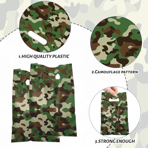 YYMYMGJ 50 PZS Bolsas de Regalo Camufladas, Bolsas de Fiesta Militares Impermeables para Decoraciones de Cumpleaños de Ejército, Sorpresas para Niños - imagen 4