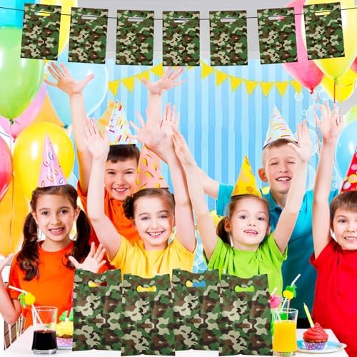 YYMYMGJ 50 PZS Bolsas de Regalo Camufladas, Bolsas de Fiesta Militares Impermeables para Decoraciones de Cumpleaños de Ejército, Sorpresas para Niños - imagen 7