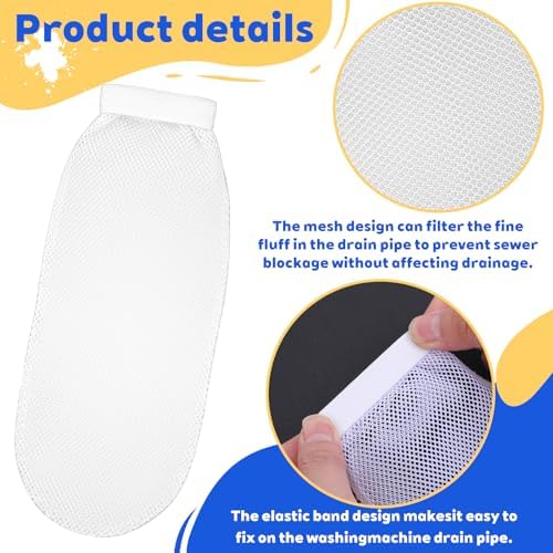 8 Piezas de Filtros para Lint de Manguera de Lavadora, Trampas de Pelusa de Malla de Nylon con 8 Correas, Captura de Pelusa para Lavadoras - imagen 3