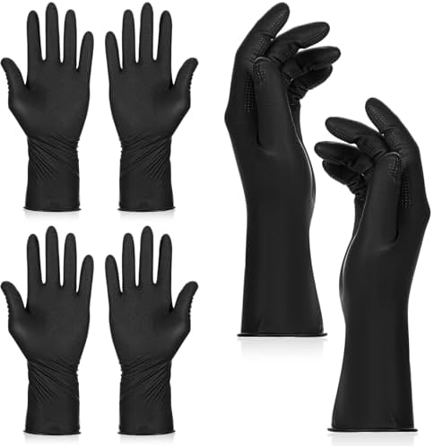 Guantes para Tinte de Cabello SynHHergyx, 3 Piezas de Guantes de Goma Reutilizables para Coloración Profesional en Casa y Salón (Negro, Mediano) - imagen 1